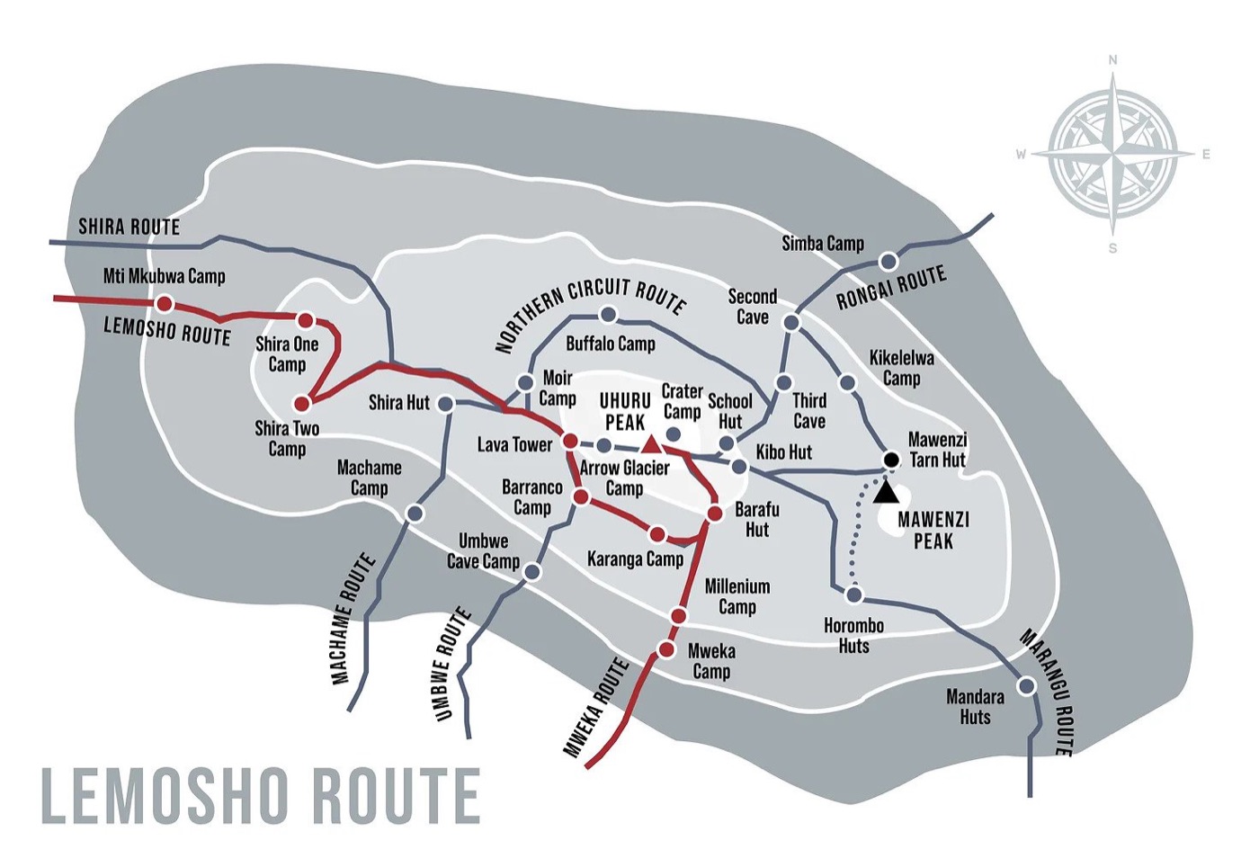 Lemosho Route map