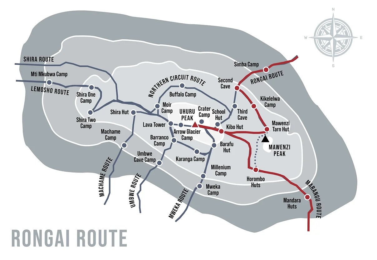 Rongai Route map