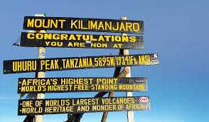 The Uhuru Peak summit sign